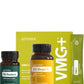 doTERRA health and wellness products including VMG+, PB Restore, and EO Mega+ on a white background.